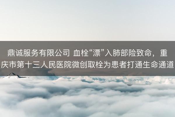 鼎诚服务有限公司 血栓“漂”入肺部险致命，重庆市第十三人民医院微创取栓为患者打通生命通道
