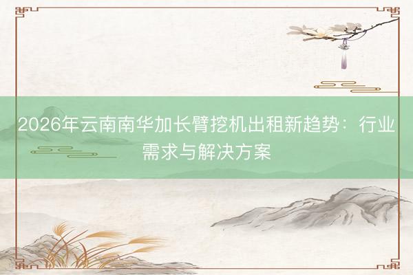 2026年云南南华加长臂挖机出租新趋势：行业需求与解决方案