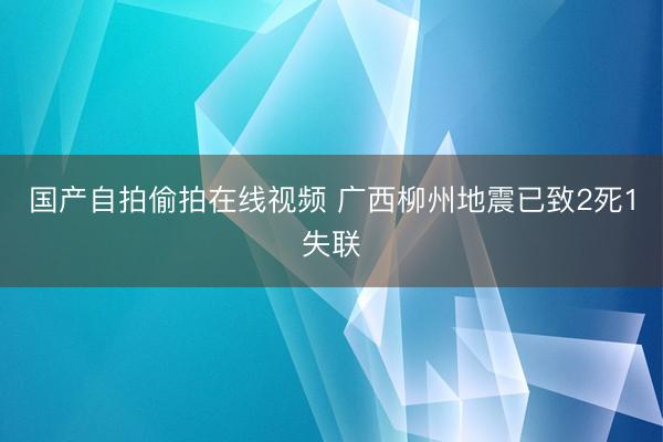 国产自拍偷拍在线视频 广西柳州地震已致2死1失联