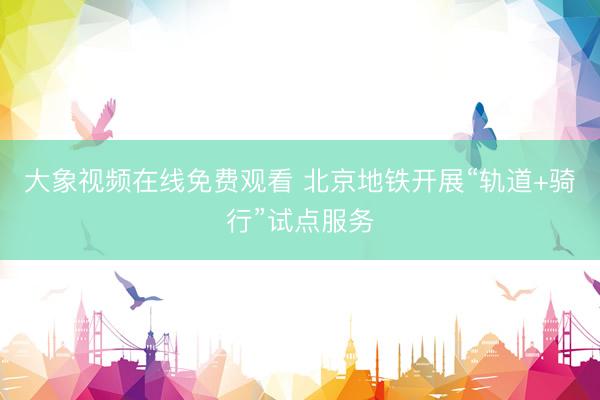 大象视频在线免费观看 北京地铁开展“轨道+骑行”试点服务