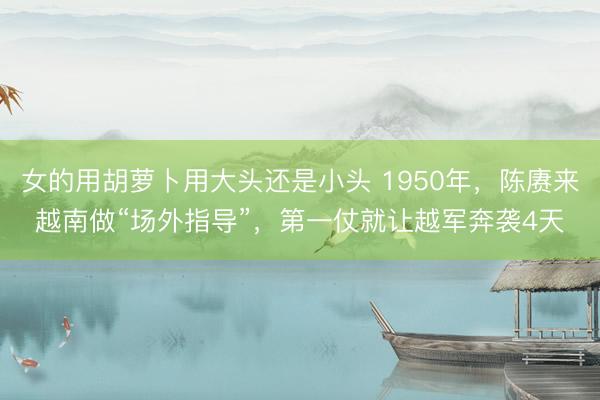 女的用胡萝卜用大头还是小头 1950年，陈赓来越南做“场外指导”，第一仗就让越军奔袭4天
