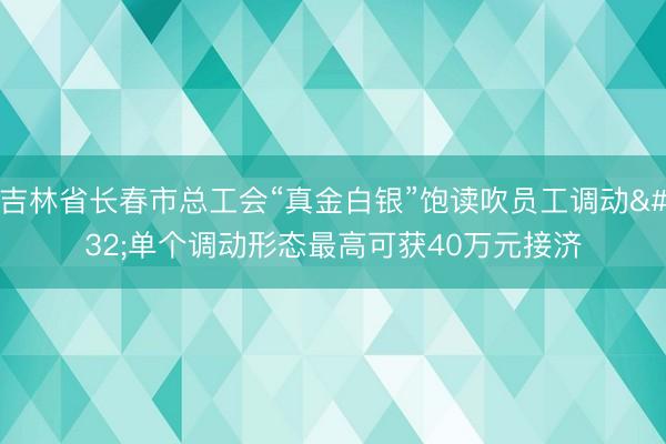 吉林省长春市总工会“真金白银”饱读吹员工调动 单个调动形态最高可获40万元接济