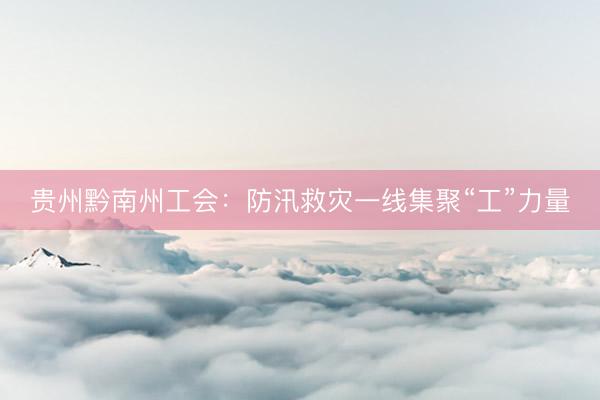 贵州黔南州工会：防汛救灾一线集聚“工”力量