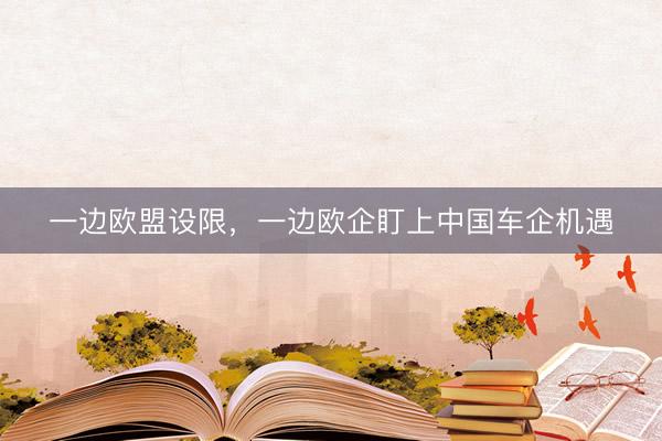 一边欧盟设限，一边欧企盯上中国车企机遇