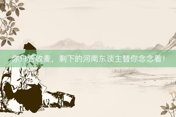 你只管收麦，剩下的河南东谈主替你念念着！