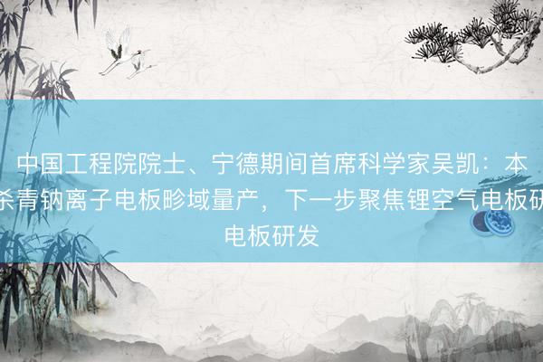 中国工程院院士、宁德期间首席科学家吴凯：本年杀青钠离子电板畛域量产，下一步聚焦锂空气电板研发