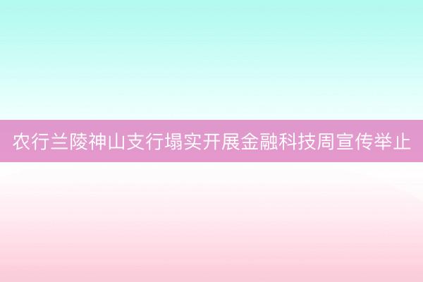 农行兰陵神山支行塌实开展金融科技周宣传举止