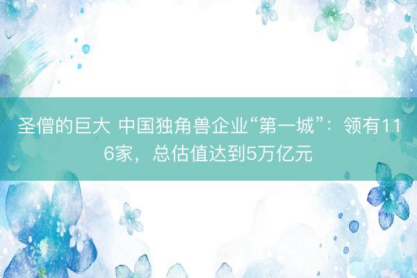 圣僧的巨大 中国独角兽企业“第一城”：领有116家，总估值达到5万亿元