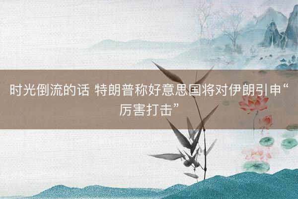 时光倒流的话 特朗普称好意思国将对伊朗引申“厉害打击”